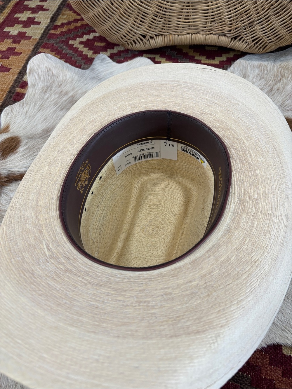 Stetson Square straw, Palm leaf cowboy hat size 7 1/8 - Picture 3 of 3